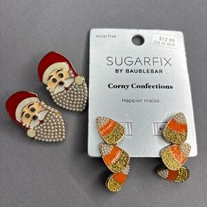 Sugarfix By BAUBLEBAR Corny Confections Drop Earrings NWT  and Santa Claus LOT